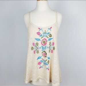 Women's Tank Top Spaghetti Strap Flower Print Cotton Blend Beige Bohemian
